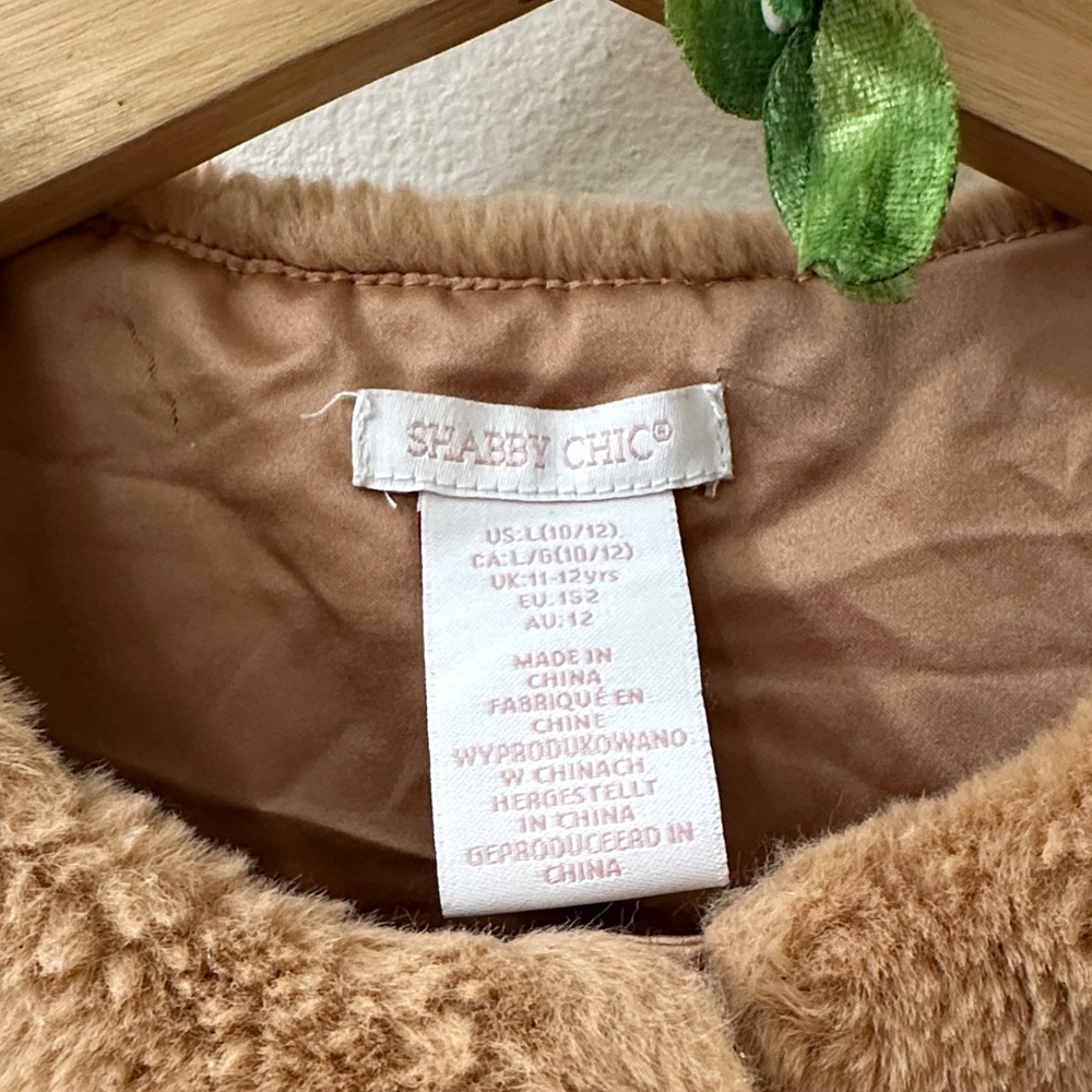 SHABBY CHIC Tan Faux Fur Vest SIZE XL (GIRL’S) US 2 4 Warm Layer Fall Plush Fall - Picture 3 of 6